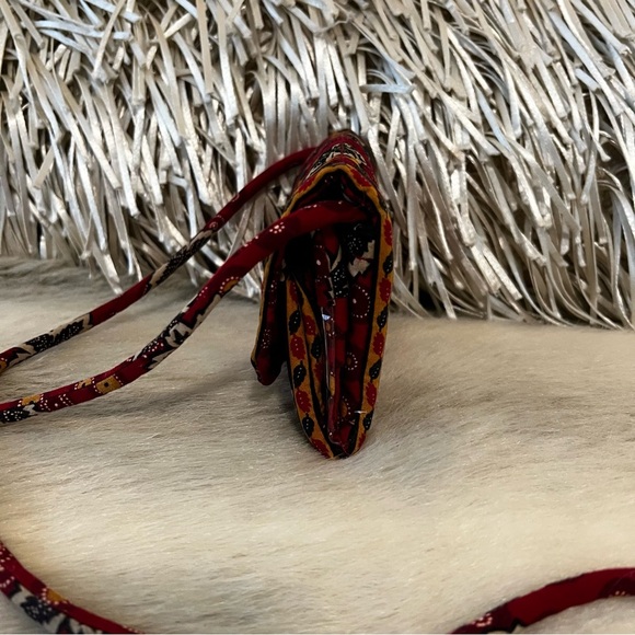 Vintage VERA BRADLEY Red Coin 1999Wallet on a String Black Yellow Velcro Leaves - Picture 10 of 14